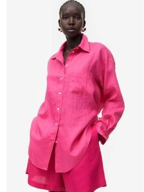 NEW H&M Linen Button Down Shirt